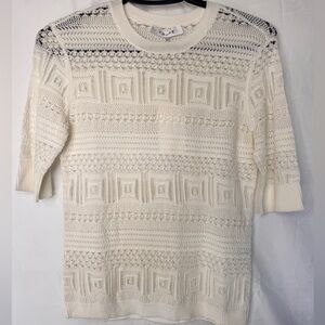 Frame Cream Openwork Geometric Knit Crewneck - New with Tags!